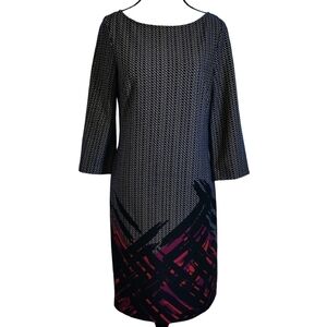Nine West Black/White Midi Dress with Geometric Print - Sz 4 Open To Offers